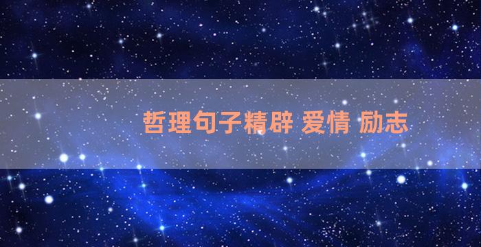 哲理句子精辟 爱情 励志